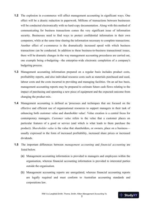 Management Accounting, 7th Edition Solution Manual - Page 3 preview image