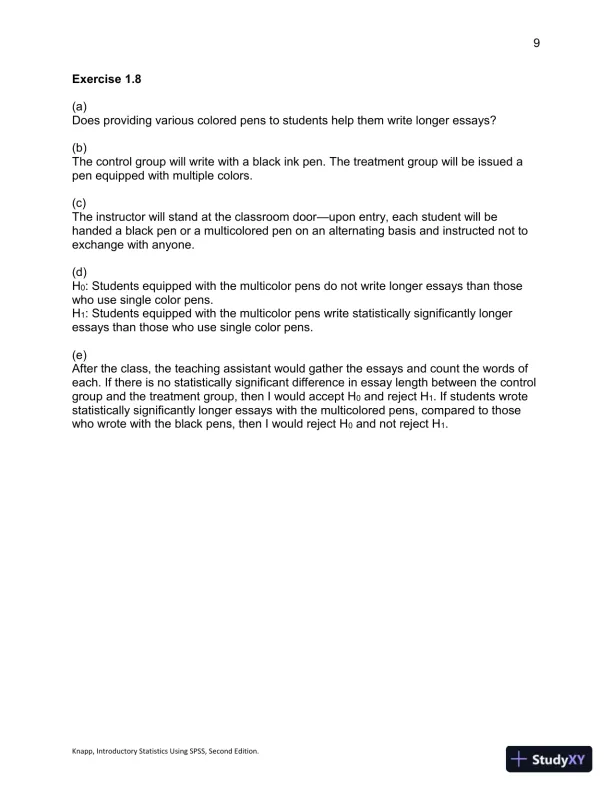 Introductory Statistics Using SPSS , Second Edition Solution Manual - Page 10 preview image