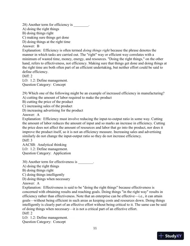 Test Bank for Fundamentals Of Management, 11rth Edition - Page 12 preview image