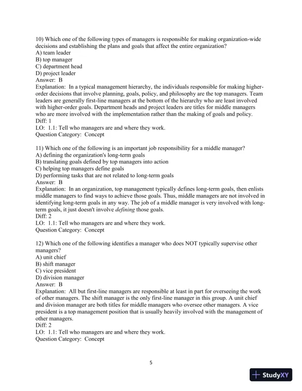 Test Bank for Fundamentals Of Management, 11rth Edition - Page 6 preview image