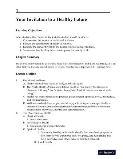 An Invitation To Health, 17th Edition Lecture Notes - Page 1 preview image