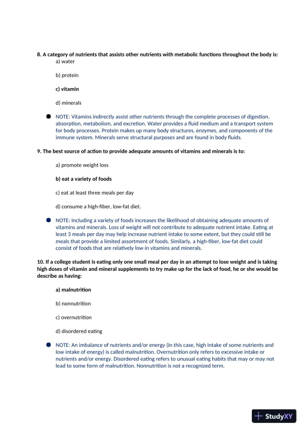NR228 Nutrition Final Exam With Answers (40 Solved Questions) - Page 4 preview image