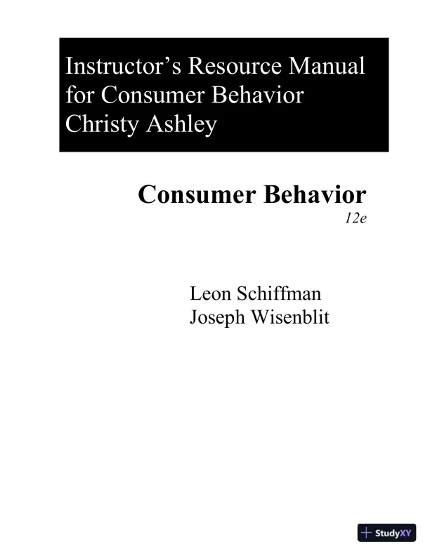 Consumer Behavior, 12th Edition Solution Manual - Page 1 preview image