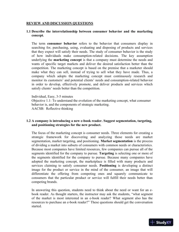 Consumer Behavior, 12th Edition Solution Manual - Page 13 preview image