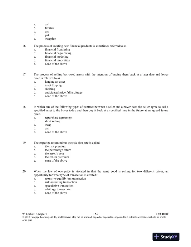 Test Bank For Introduction To Derivatives And Risk Management, 9th Edition - Page 4 preview image