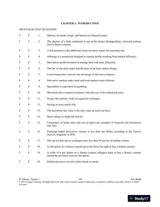 Test Bank For Introduction To Derivatives And Risk Management, 9th Edition - Page 5 preview image