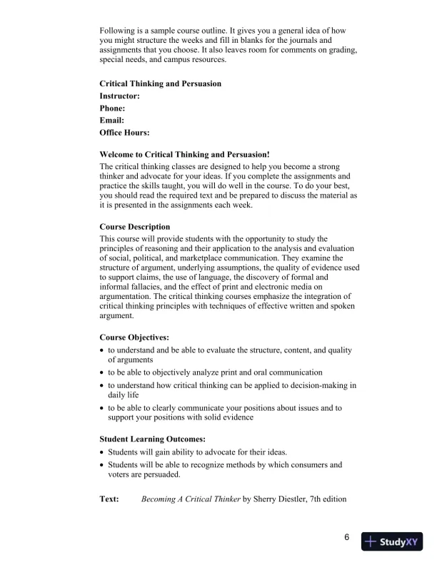 Test Bank for Becoming a Critical Thinker: A User-Friendly Manual, 7th Edition - Page 6 preview image