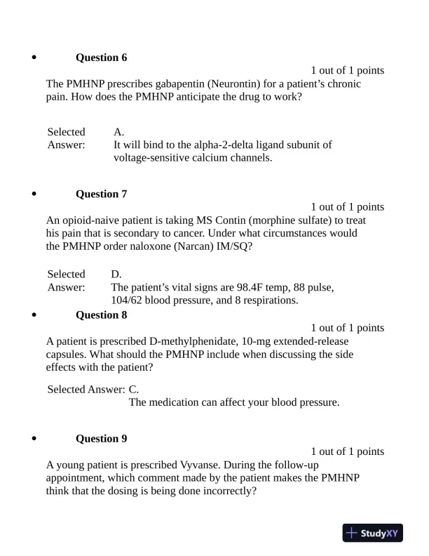 NURS6630N Pharmacology Final Exam Week 11 With Answers (76 Solved Questions) - Page 4 preview image