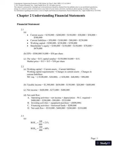 Solution Manual For Contemporary Engineering Economics, 5th Edition - Page 1 preview image