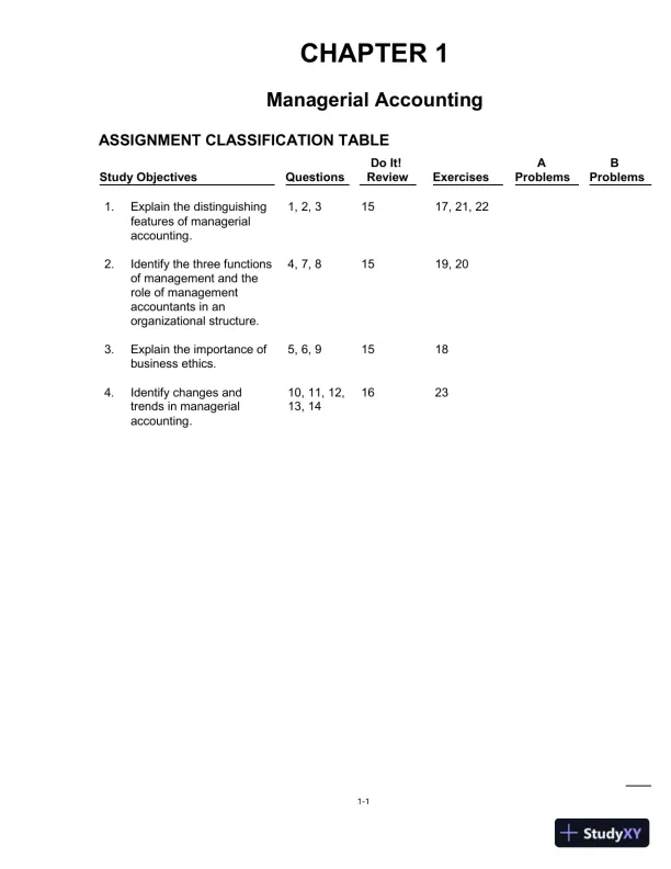Managerial Accounting: Tools For Business Decision-Making, Third Canadian Edition Solution Manual - Page 1 preview image