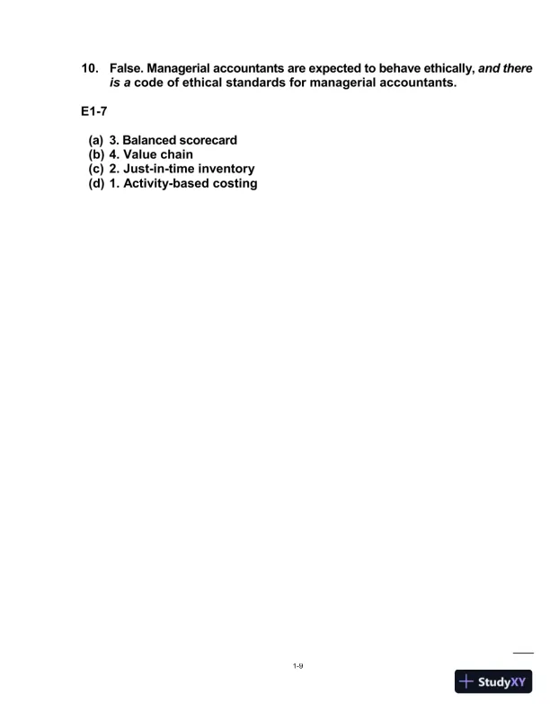 Managerial Accounting: Tools For Business Decision-Making, Third Canadian Edition Solution Manual - Page 10 preview image