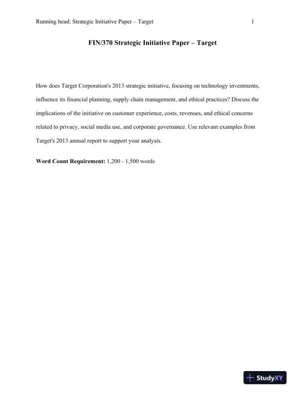 FIN/370 Strategic Initiative Paper � Target - Page 1 preview image