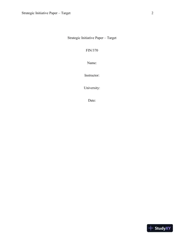 FIN/370 Strategic Initiative Paper � Target - Page 3 preview image