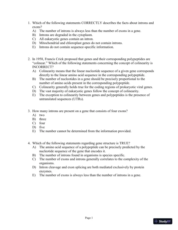 Test Bank for Genetics Essentials: Concepts and Connections, 3rd Edition - Page 1 preview image
