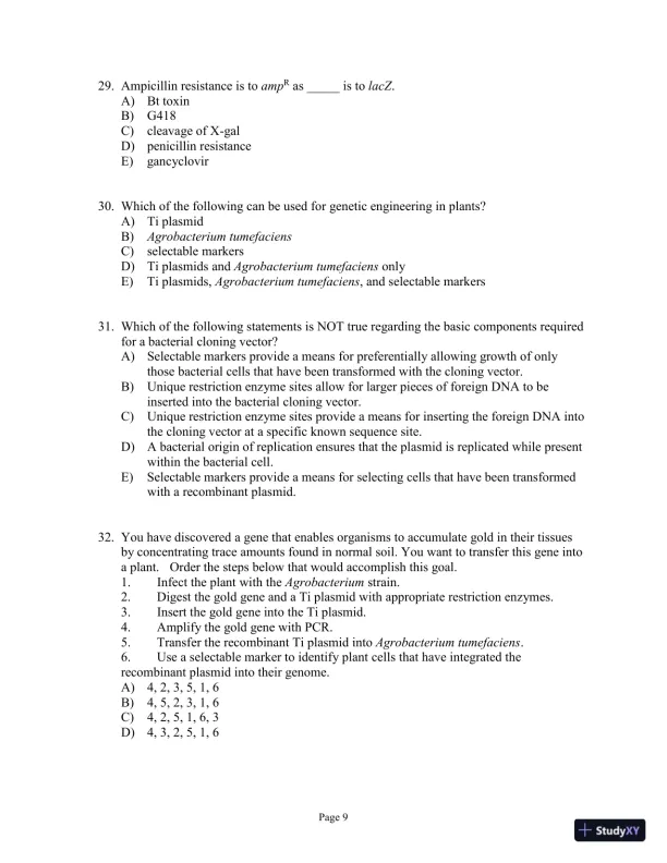Test Bank for Genetics Essentials: Concepts and Connections, 3rd Edition - Page 29 preview image