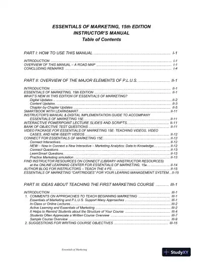 Solution Manual for Essentials of Marketing: A Marketing Strategy Planning Approach, 15th Edition - Page 1 preview image