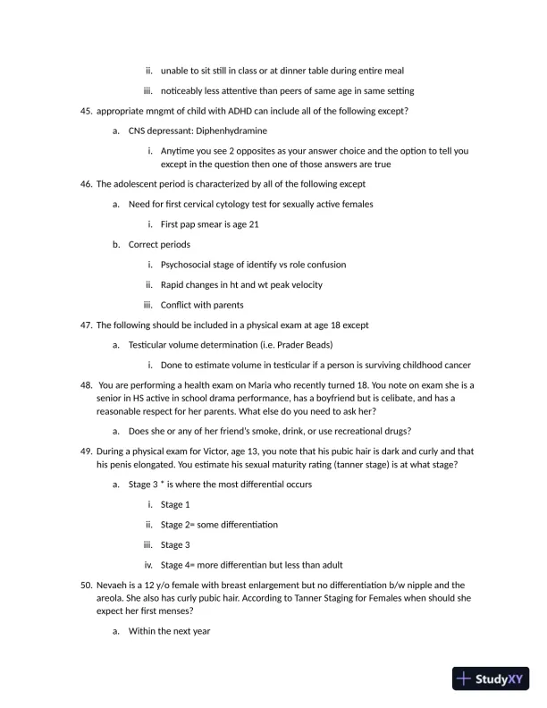 Barkley Review: Pediatrics Assessment Day 1 with Answers (50 Solved Questions) - Page 10 preview image