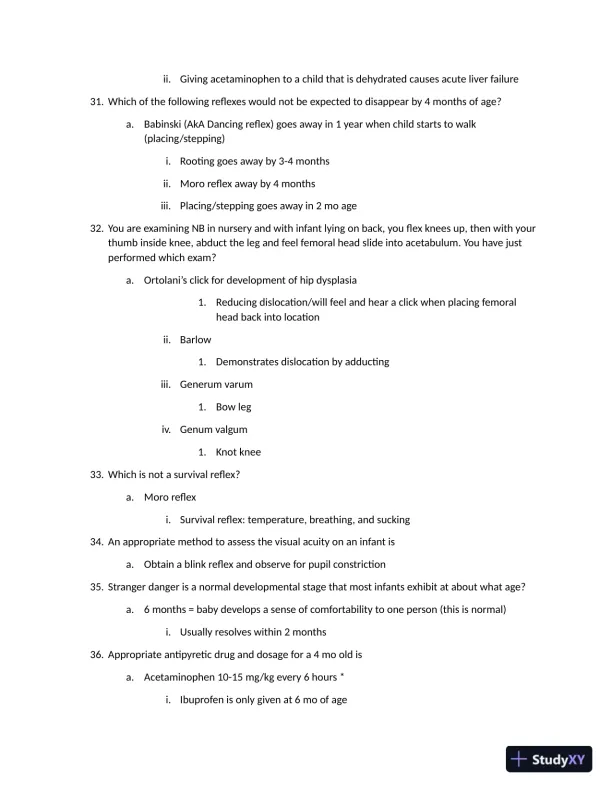 Barkley Review: Pediatrics Assessment Day 1 with Answers (50 Solved Questions) - Page 8 preview image