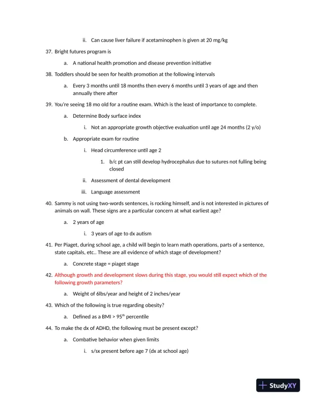 Barkley Review: Pediatrics Assessment Day 1 with Answers (50 Solved Questions) - Page 9 preview image