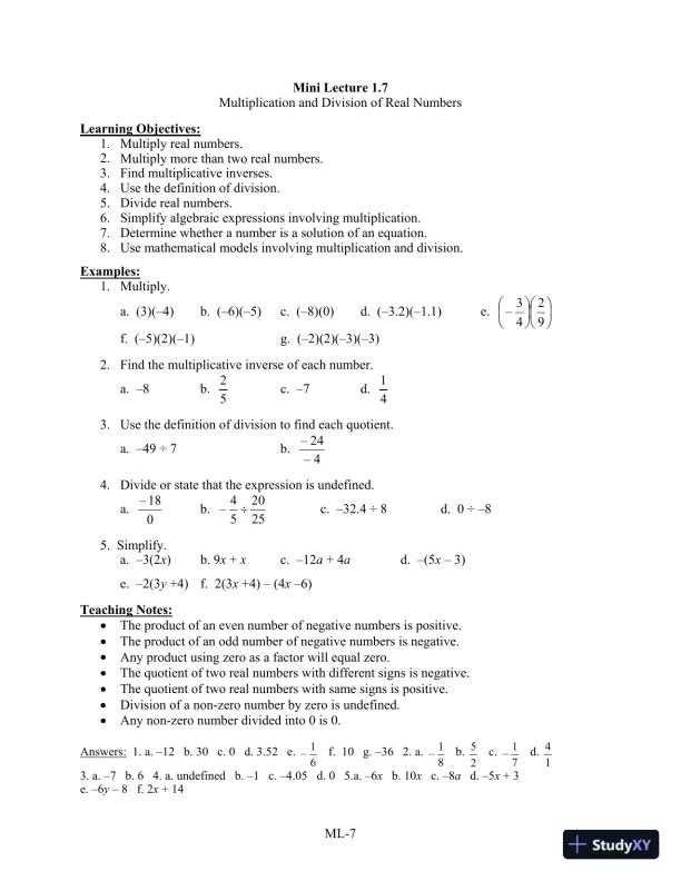 Solution Manual for Introductory Algebra for College Students, 6th Edition - Page 10 preview image