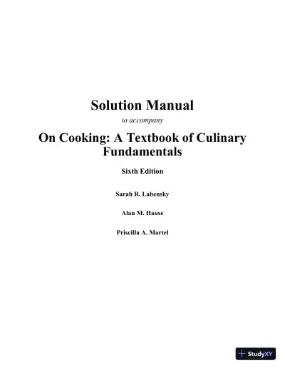 On Cooking: A Textbook of Culinary Fundamentals, 6th Edition Solution Manual - Page 1 preview image