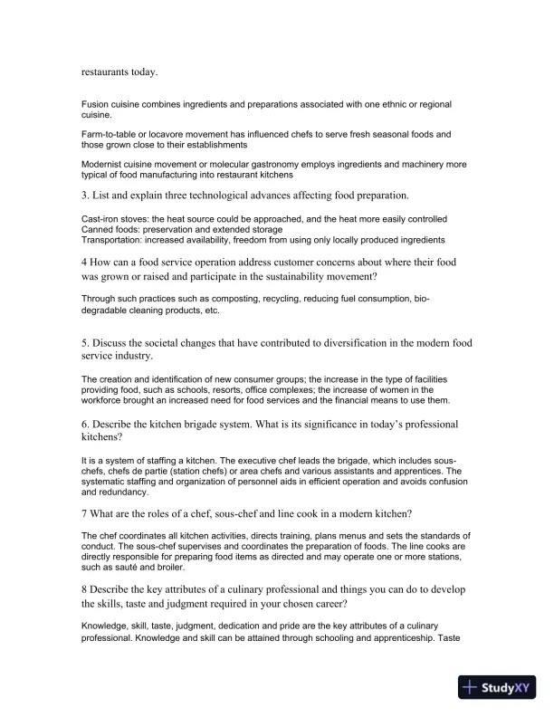 On Cooking: A Textbook of Culinary Fundamentals, 6th Edition Solution Manual - Page 7 preview image