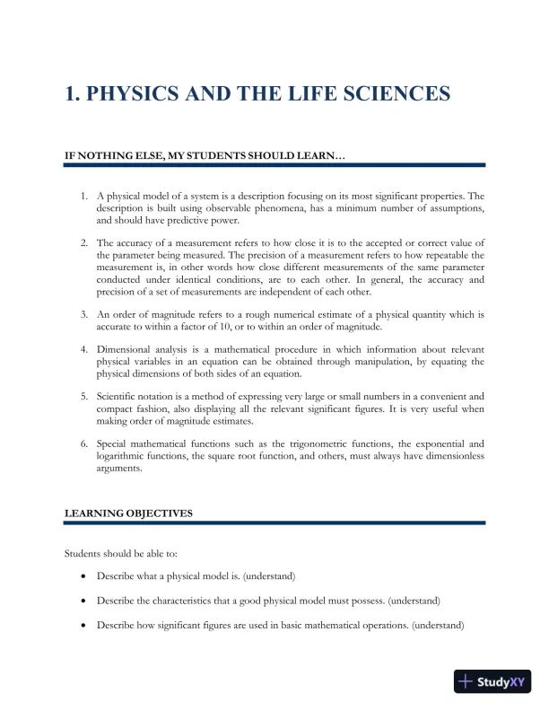 Physics For The Life Sciences , 2nd UK Ed. Edition Class Notes - Page 1 preview image