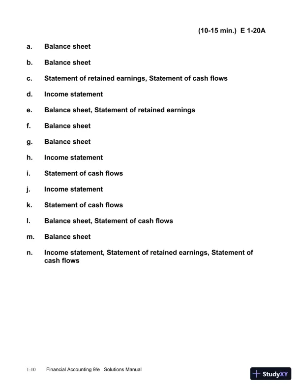 Financial Accounting, 9th Edition Solution Manual - Page 11 preview image