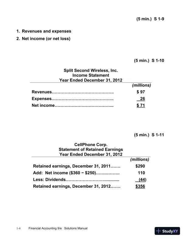 Financial Accounting, 9th Edition Solution Manual - Page 5 preview image