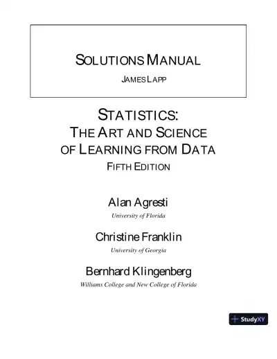 Solution Manual for Statistics: The Art and Science of Learning from Data, 5th Edition - Page 1 preview image