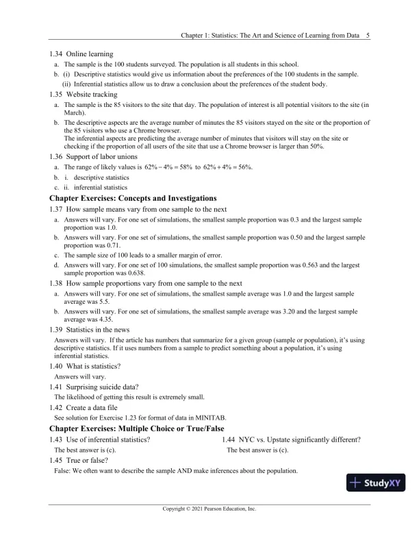 Solution Manual for Statistics: The Art and Science of Learning from Data, 5th Edition - Page 9 preview image
