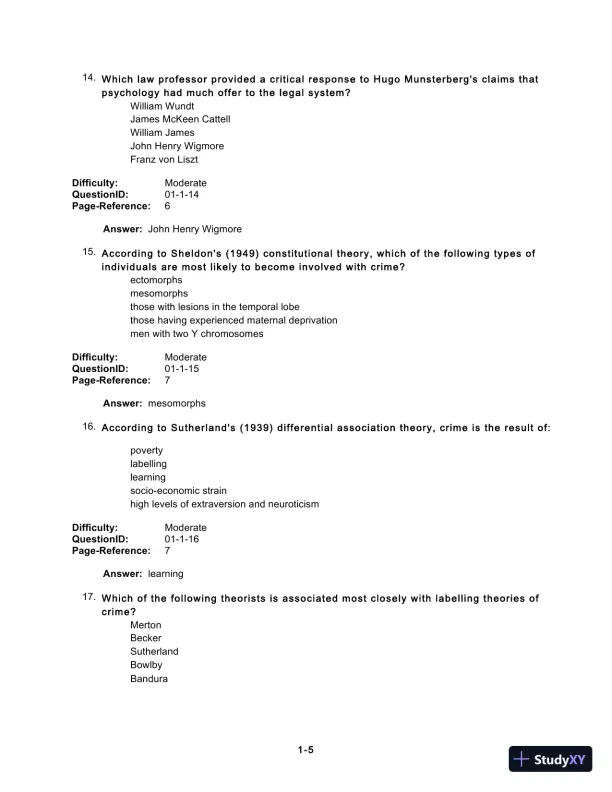 Test Bank For Forensic Psychology, 5th Edition - Page 7 preview image