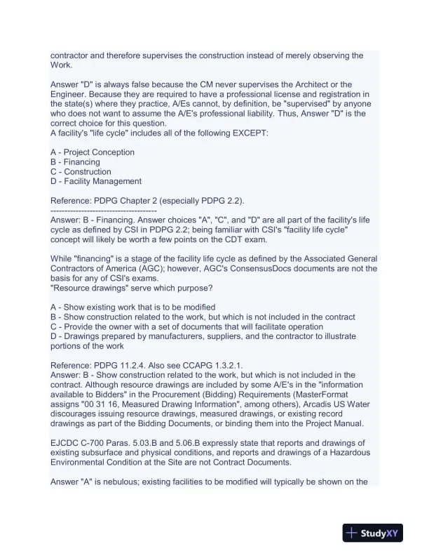 Construction CDT Exam With Answers (175 Solved Questions) - Page 8 preview image