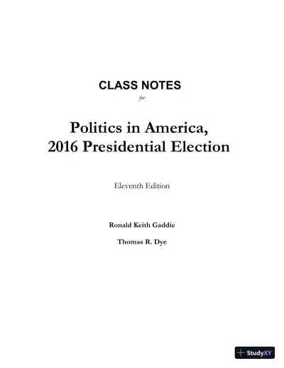 Revision Notes for Politics in America, 11th edition - Page 1 preview image
