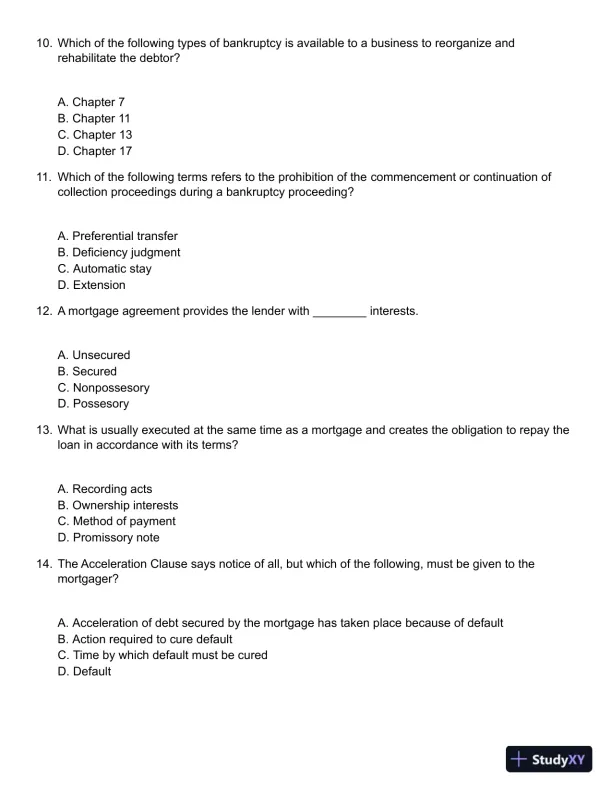 Test Bank For Real Estate Finance And Investments, 14th Edition - Page 12 preview image