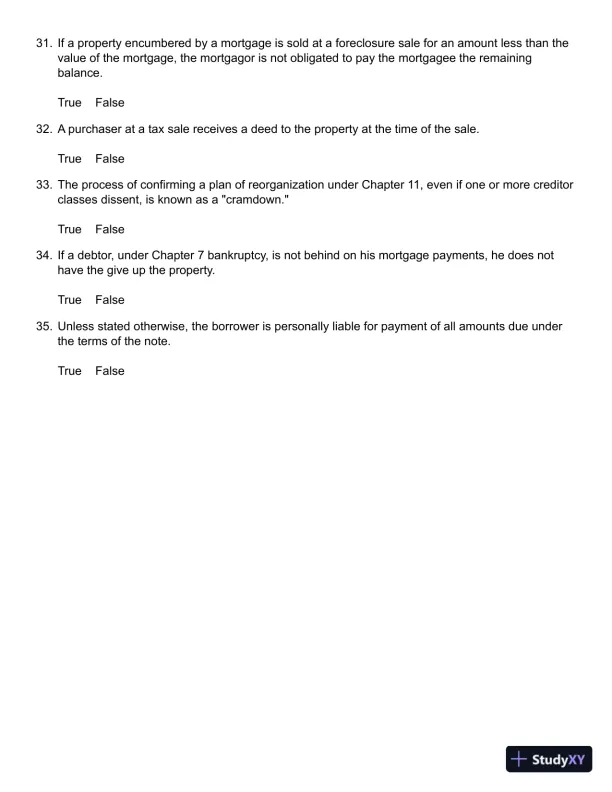 Test Bank For Real Estate Finance And Investments, 14th Edition - Page 15 preview image