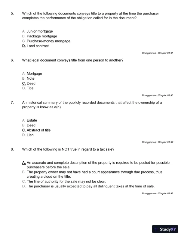 Test Bank For Real Estate Finance And Investments, 14th Edition - Page 6 preview image