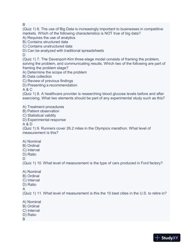 2024 WGU C207 Data Driven Decision Making Practice Exam With Answers (84 Solved Questions) - Page 3 preview image