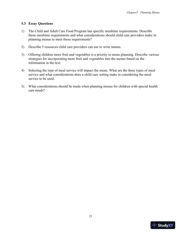 Test Bank for Nutrition, Health and Safety for Young Children: Promoting Wellness, 3rd Edition - Page 28 preview image