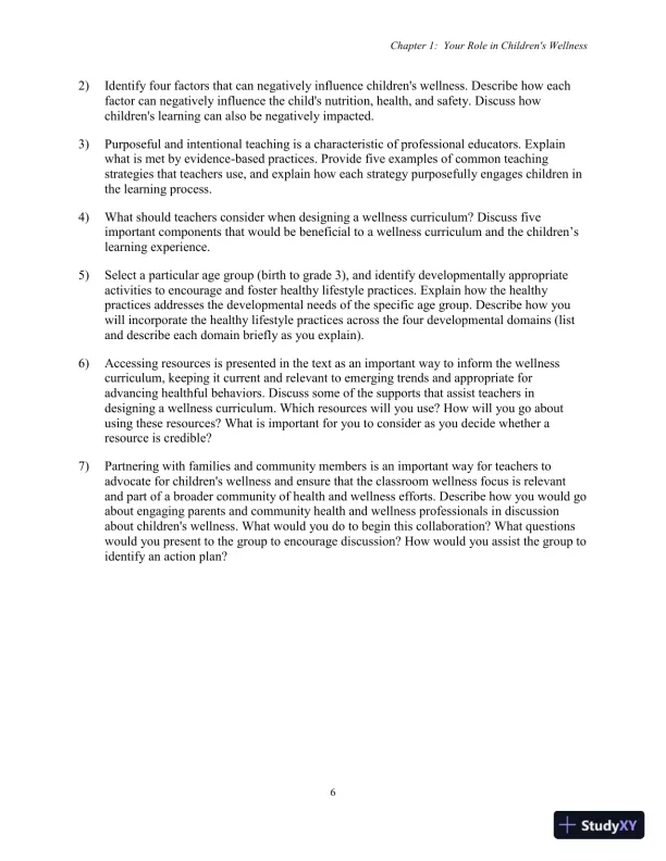 Test Bank for Nutrition, Health and Safety for Young Children: Promoting Wellness, 3rd Edition - Page 9 preview image