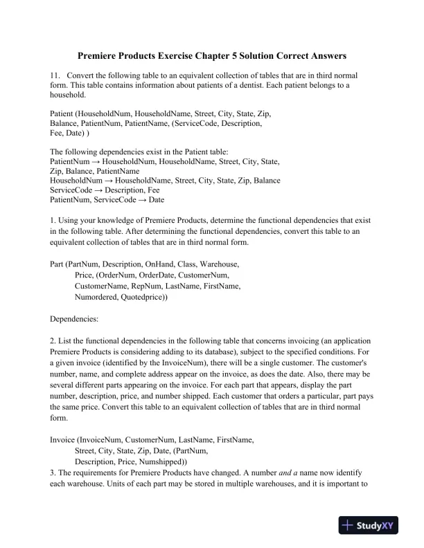 Premiere Products Exercise Chapter 5 Solution Correct Answers - Page 1 preview image