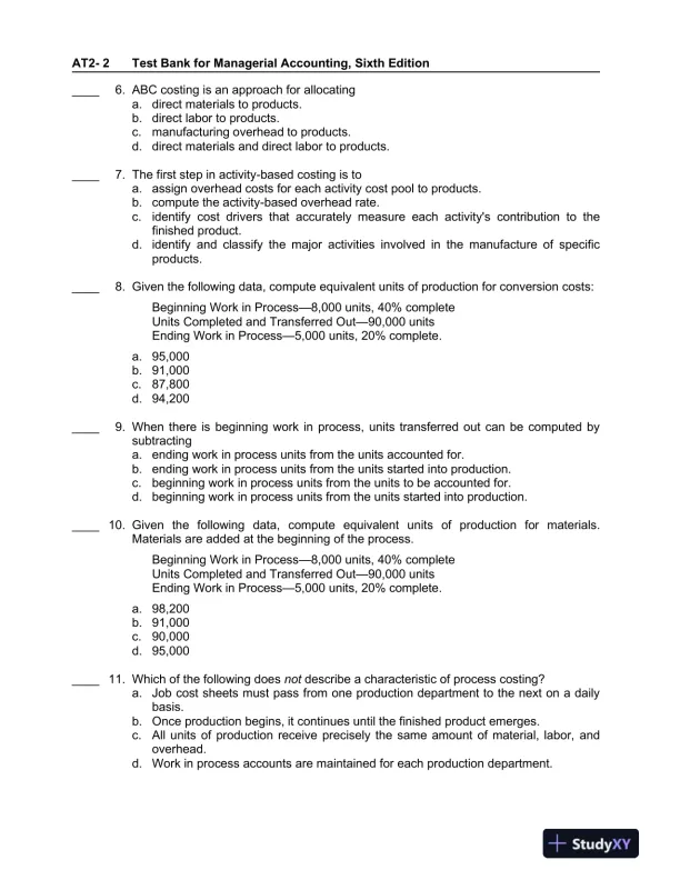 Managerial Accounting: Tools for Business Decision Making, 6th Edition Test Bank - Page 10 preview image