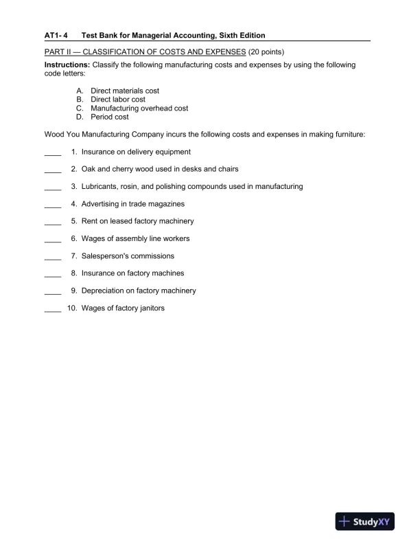 Managerial Accounting: Tools for Business Decision Making, 6th Edition Test Bank - Page 5 preview image