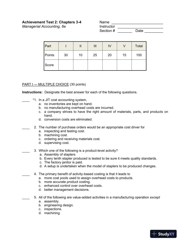 Managerial Accounting: Tools for Business Decision Making, 6th Edition Test Bank - Page 9 preview image