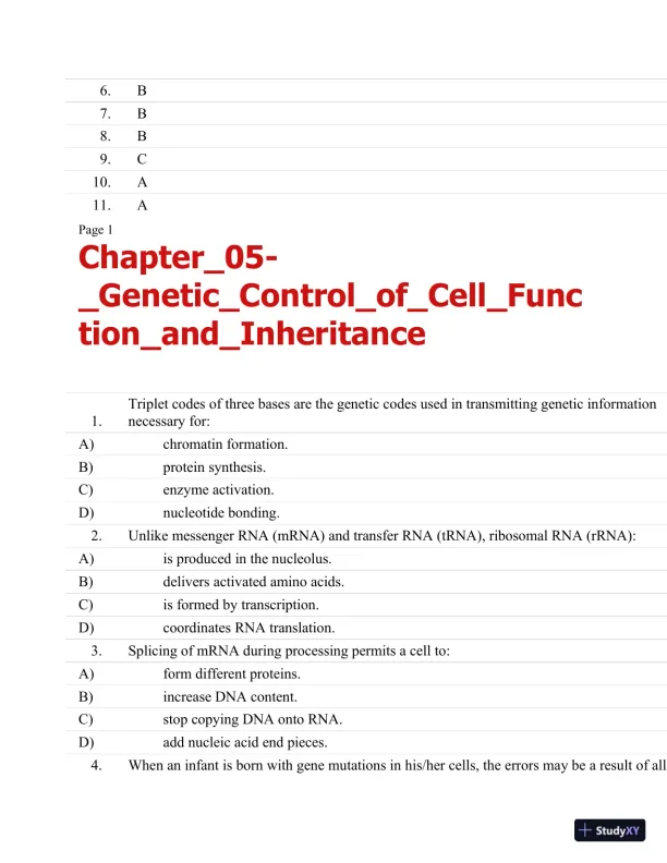 Test Bank For Essentials Of Pathophysiology: Concepts Of Altered Health States Third, North American Edition - Page 19 preview image