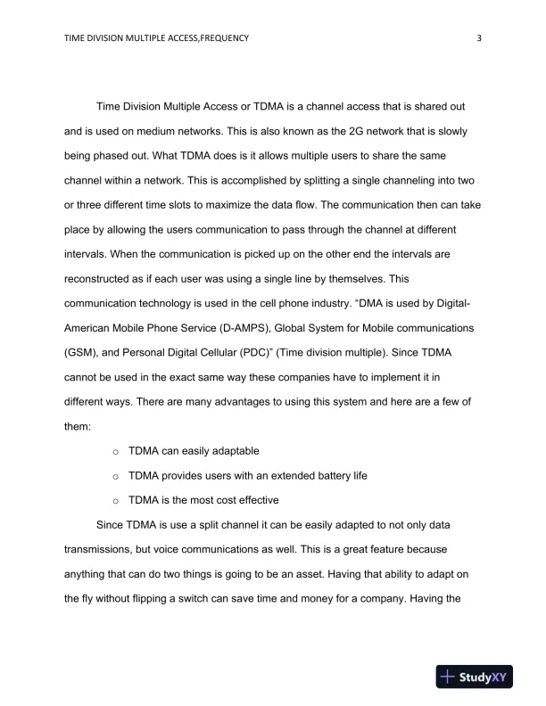 NTC362 Time Division Multiple Access, Frequency Division, Multiple Access, and Orthogonal Frequency Division Multiplexing - Page 4 preview image