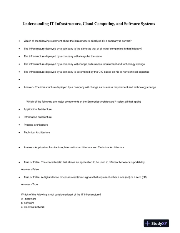 Understanding IT Infrastructure, Cloud Computing, and Software Systems - Page 1 preview image