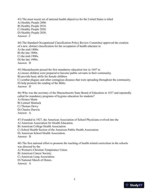 Test Bank for Principles and Foundations of Health Promotion and Education, 7th Edition - Page 19 preview image