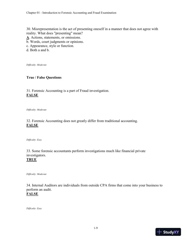 Forensic Accounting and Fraud Examination, 2nd Edition Test Bank - Page 10 preview image