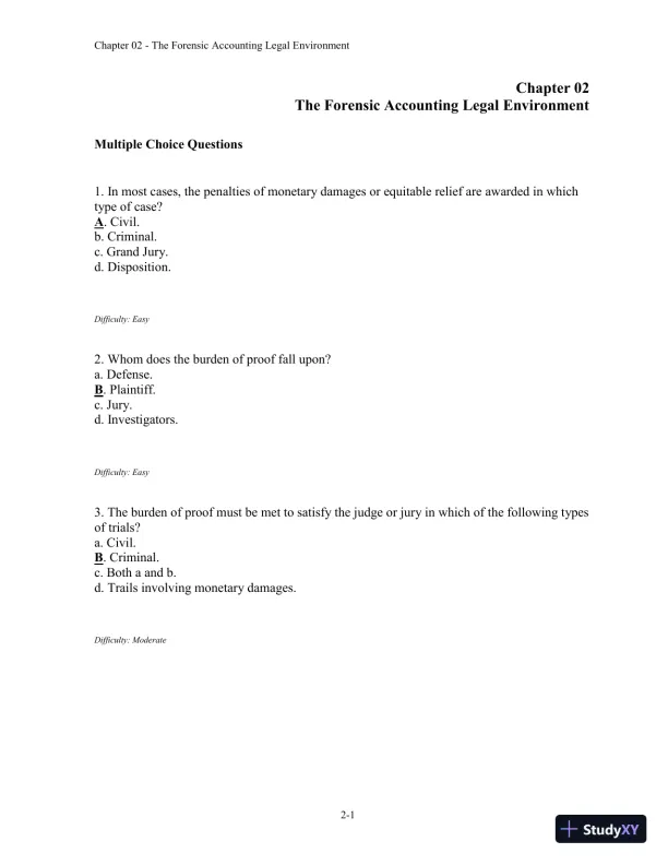 Forensic Accounting and Fraud Examination, 2nd Edition Test Bank - Page 15 preview image